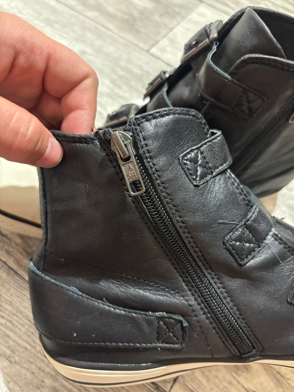 Ash Buckled High Top Sneakers