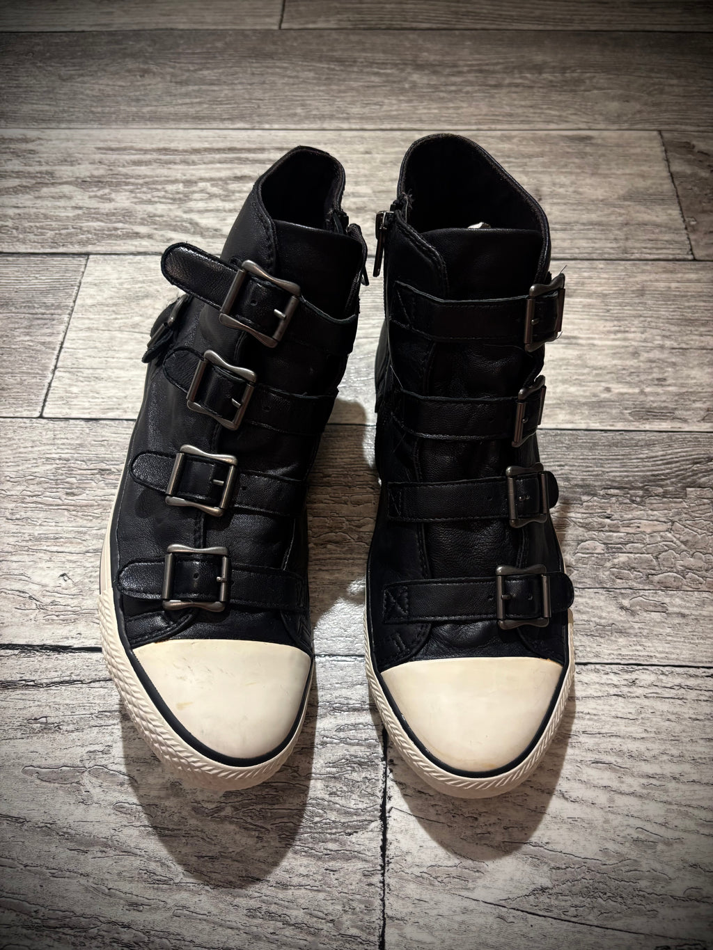 Ash Buckled High Top Sneakers